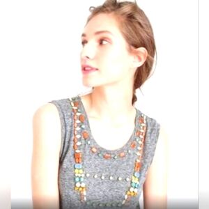 J Crew Black Label beaded grey Multicolor tank top size XS